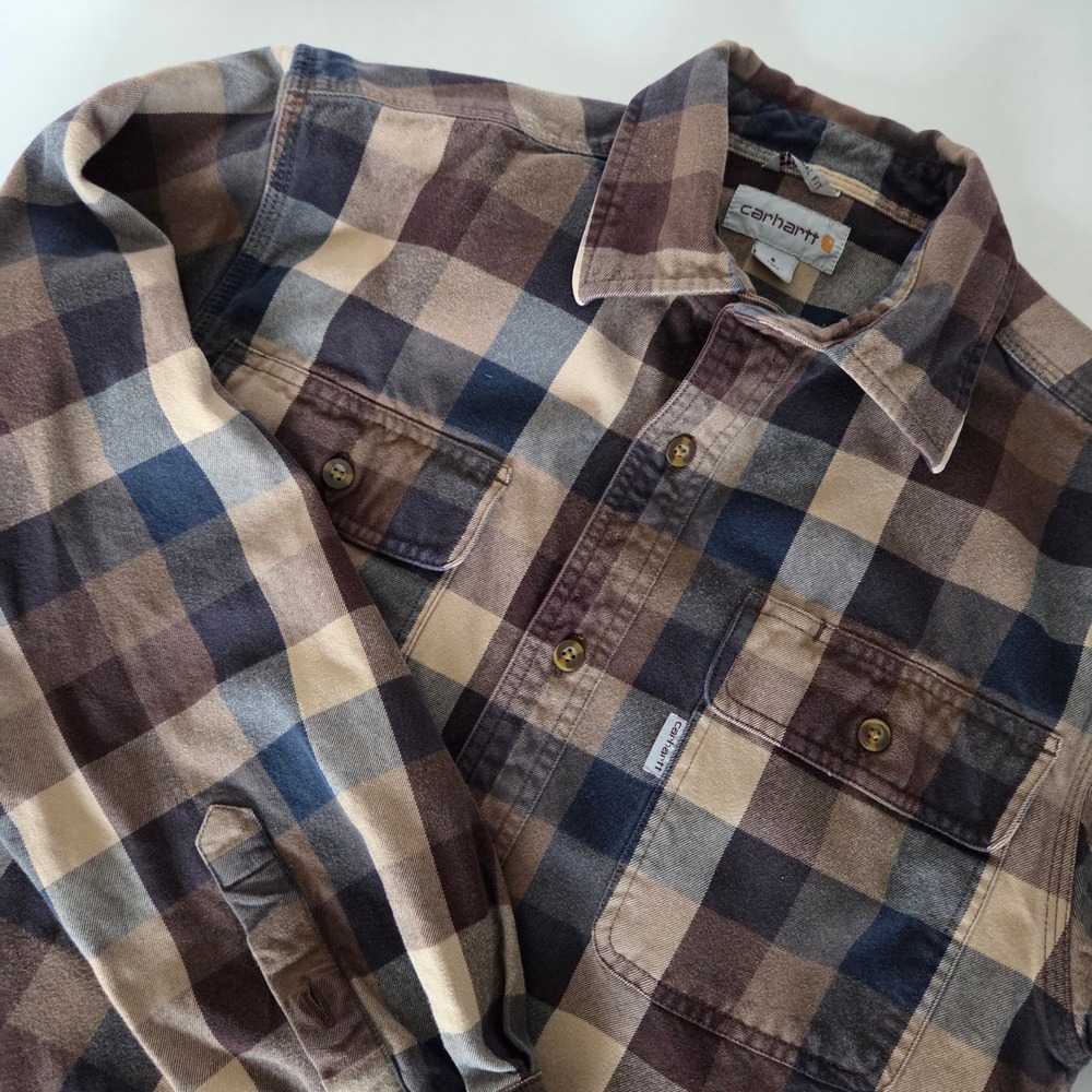 Carhartt Men's Original Fit Plaid Flannel Long Sleeve‎ Button Up Shirt Size S